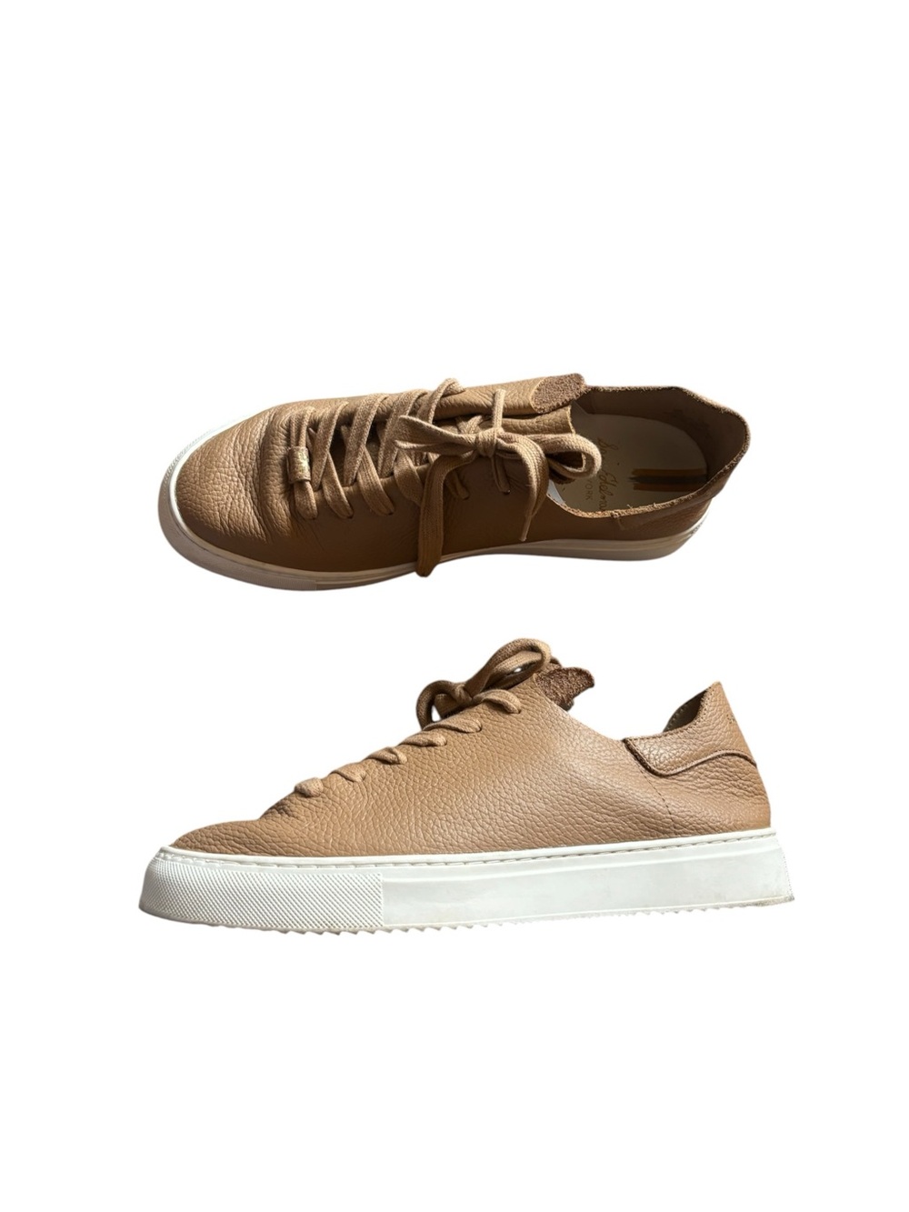 Sam Edelman Tan Sneaker Leather Poppy Camel Pebbled Lace-up platform sz 9